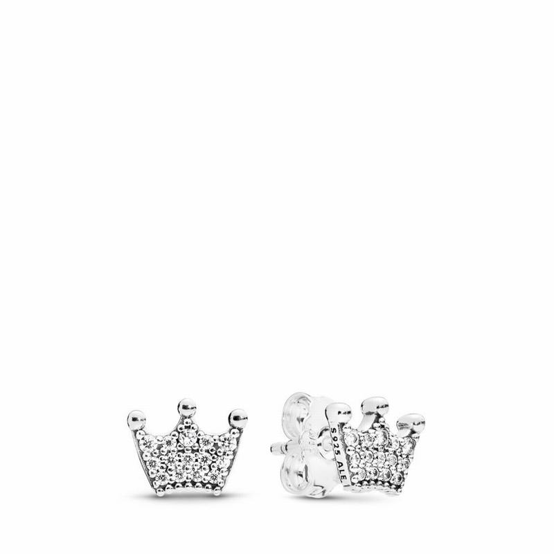 Pandora Enchanted Crowns Stud Earrings Ireland - Sterling Silver/Cubic Zirconia - 425906JDY